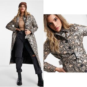 NWT Snake print belted trench coat